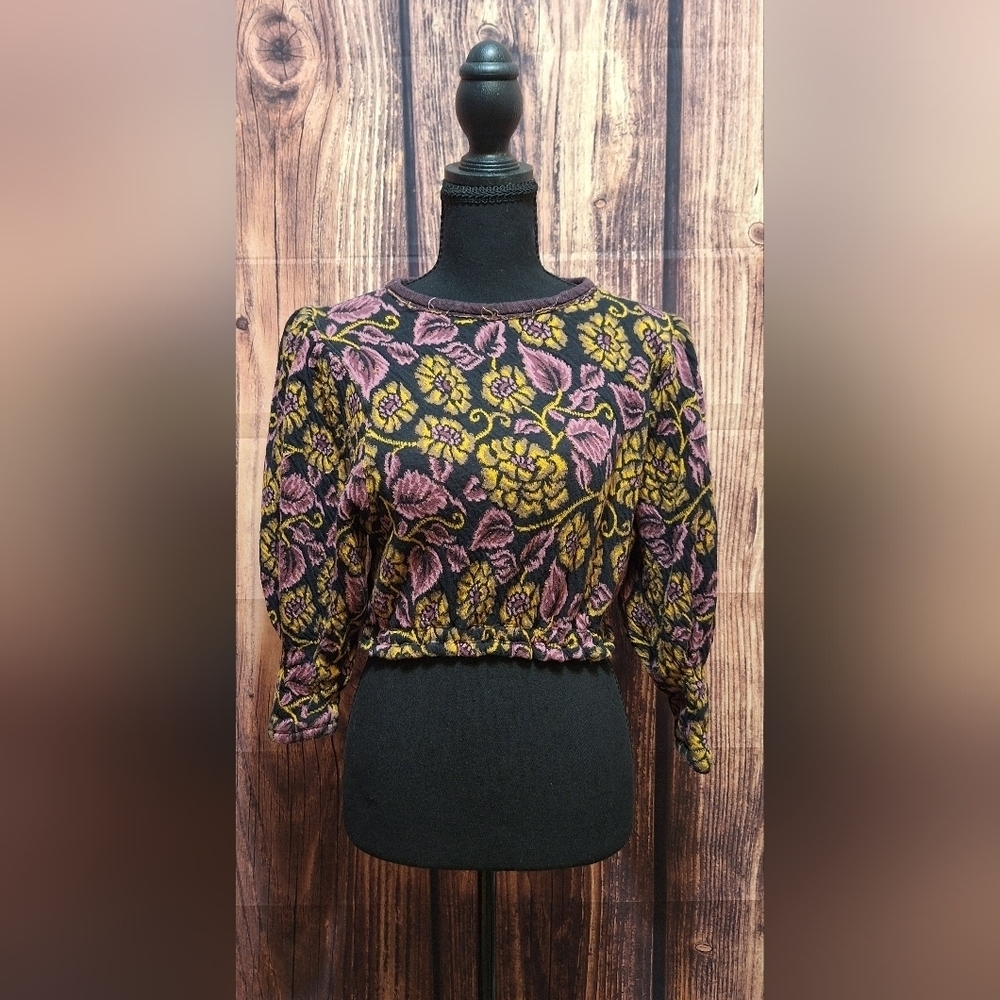 Free People Floral Cropped Womens Embroidered Top Size Xs!